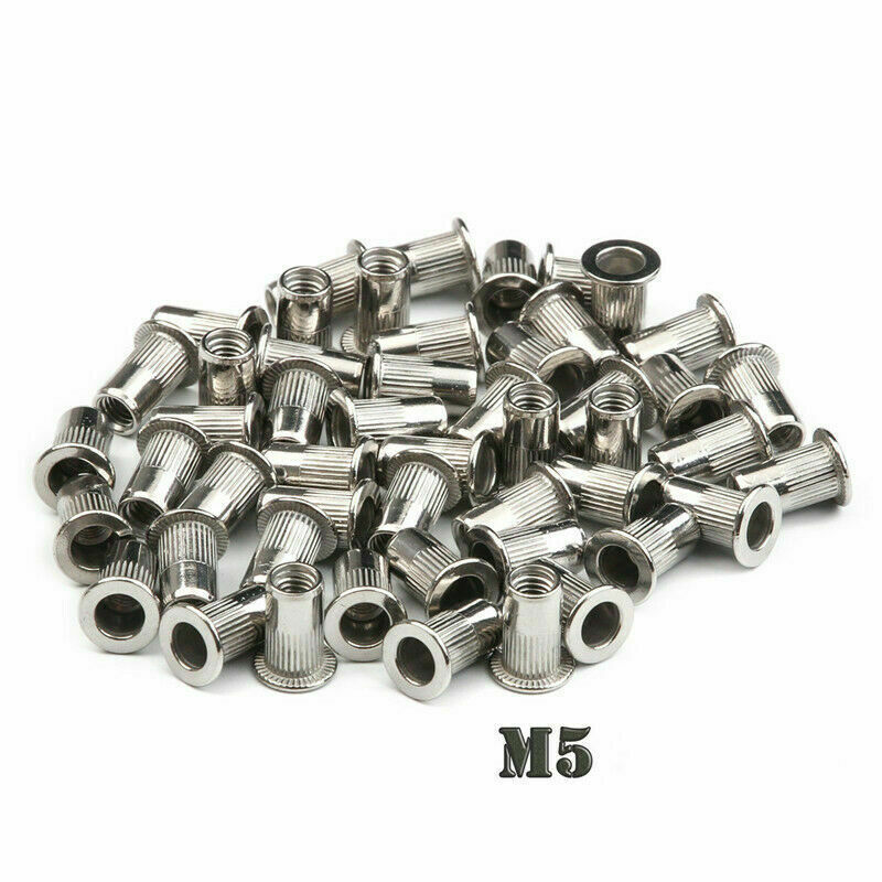 150PCS Stainless Steel Flat Head Threaded Rivet Nuts Blind Nutserts Kit M3-M8