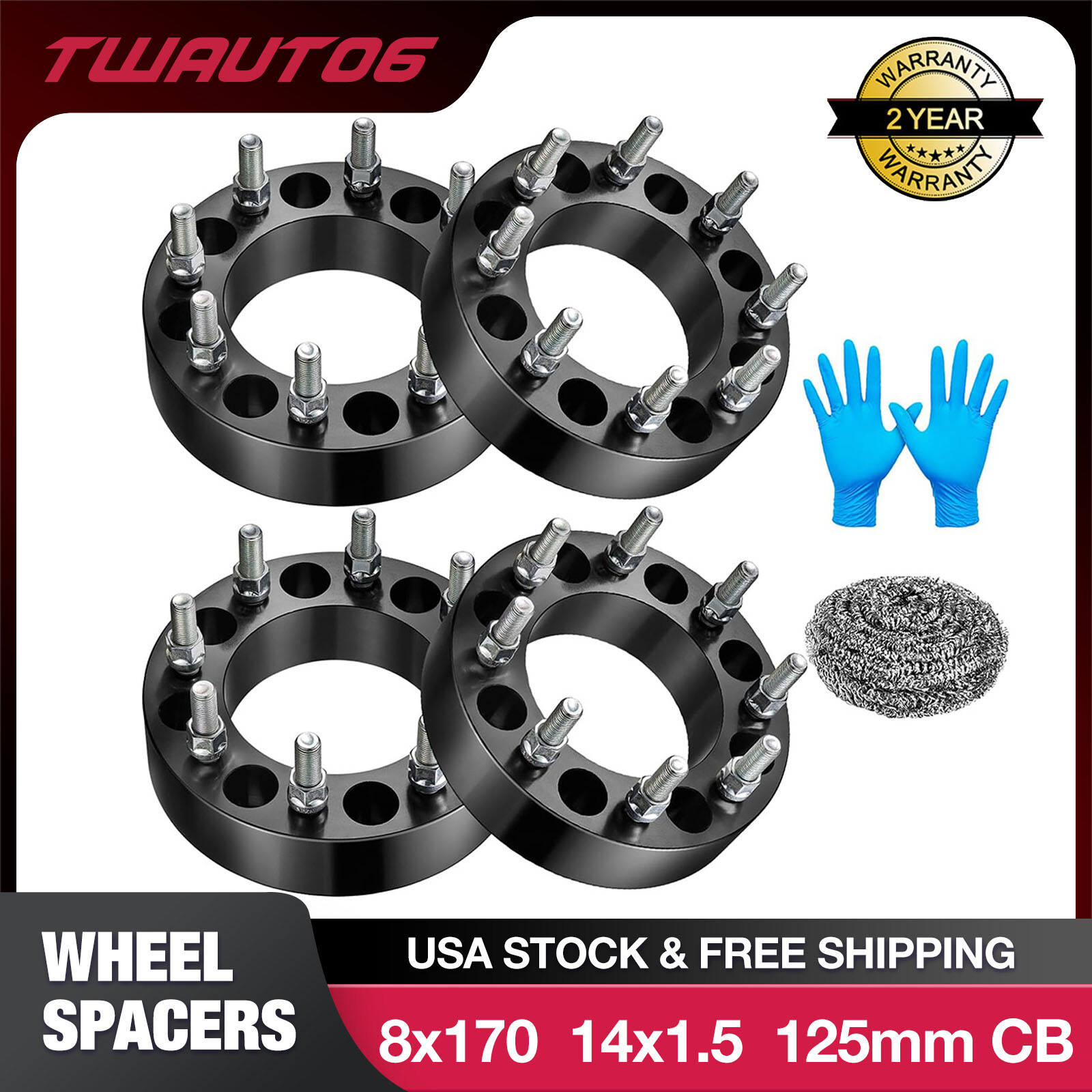 4PCS 2 inch 8x170 Wheel Spacers 14x1.5 For Ford F-250 F-350 Super Duty Excursion