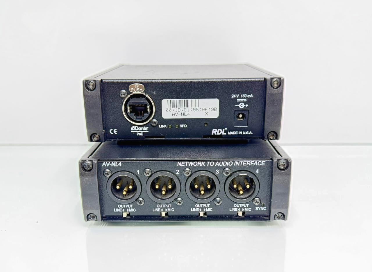 RDL AV-NL4 Network to Audio Interface, Converts 4-Dante Network Audio Signals