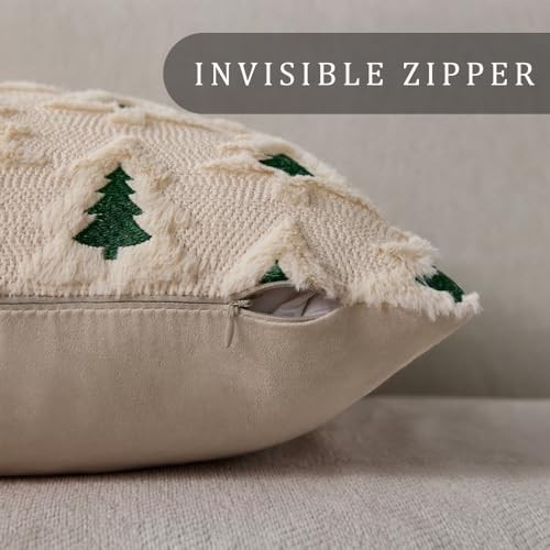 Christmas Pillow Covers 18x18 Set of 2 Double Xmas 18" x 18" (Pack of 2) Beige