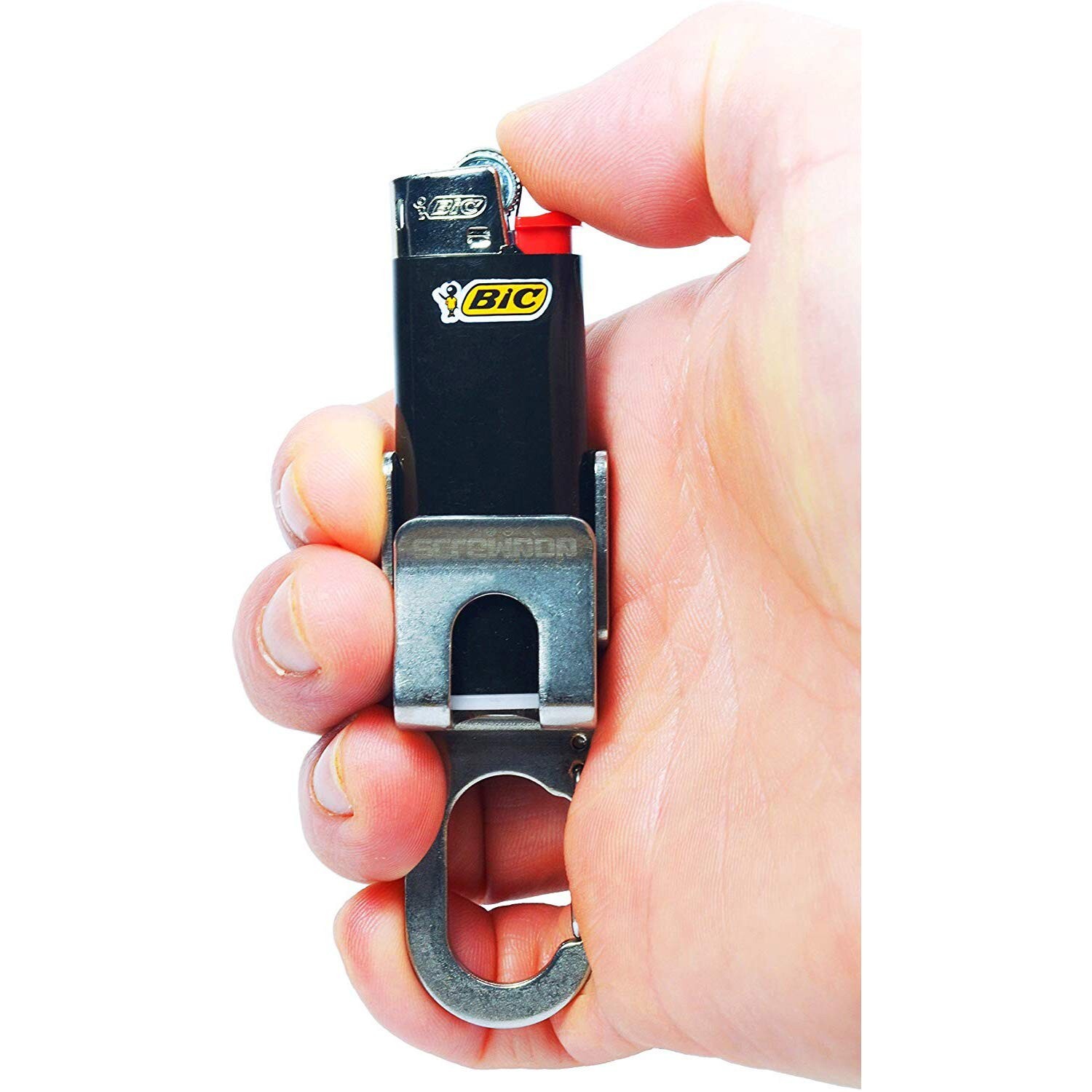 Bic Standard Full-Size Lighter Holder Keychain Multi Tool with Carabiner Clip...