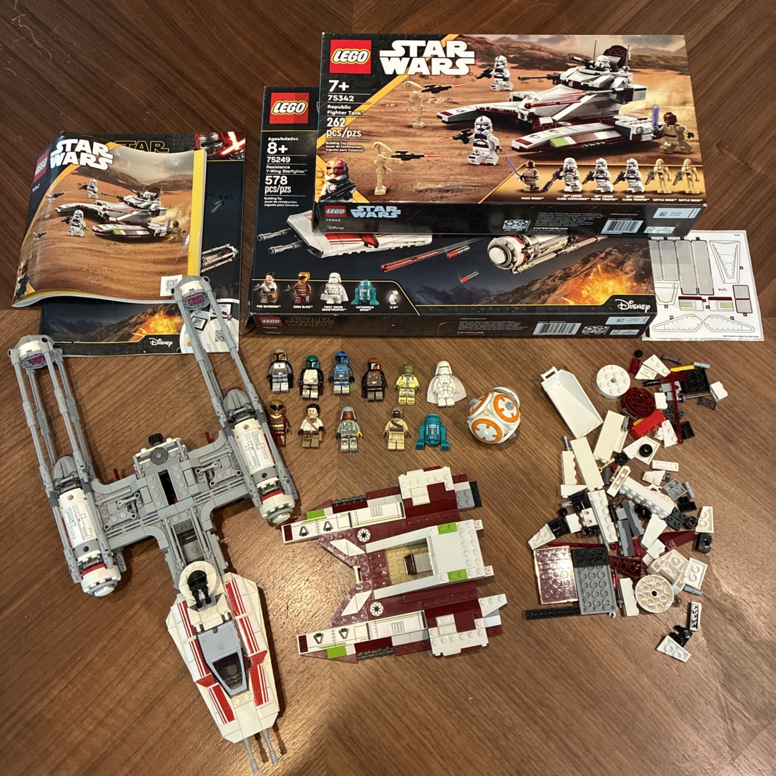 LEGO Star Wars Lot 11 Minifigures, Y-Wing 75249, Republic tank 75342. Incomplete