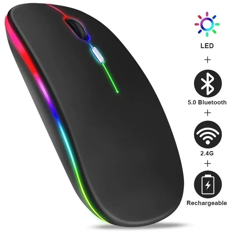 2.4GHz Wireless Optical Mouse USB Rechargeable RGB Cordless Mice For PC Laptop