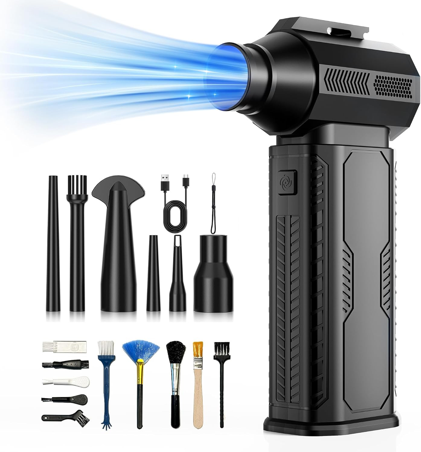 Compressed Air Duster, 130,000RPM Ultra-Powerful Cordless Electric Air Duster wi