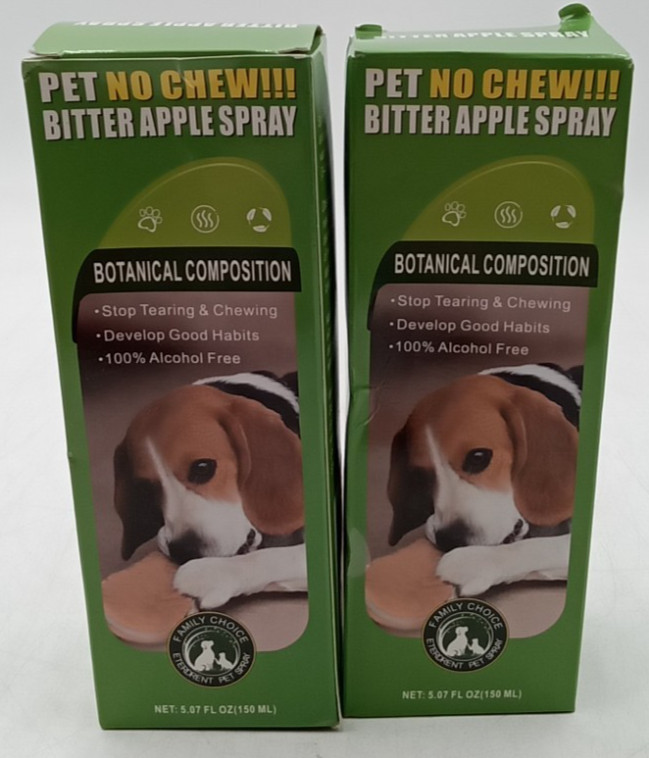 Pet No Chew!!!  Bitter Apple Spray Anti Chewing Spray Lot of 2  5.07 oz.