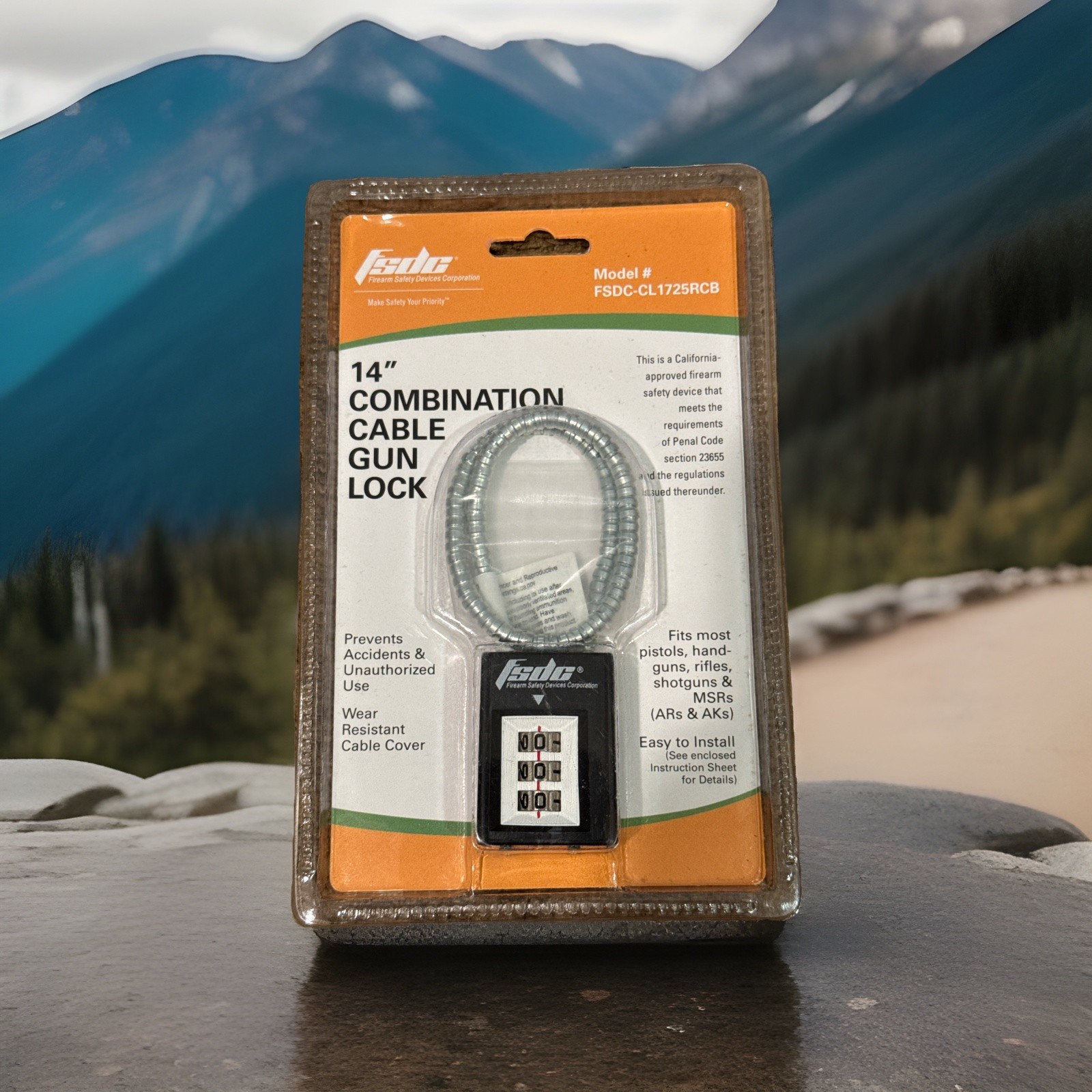 Combination Cable Gun Lock CA & MA Approved FSDC - CL1725RCB 14’’