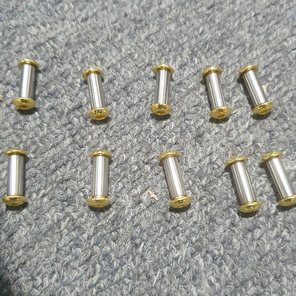 10pcs Knife Handle Bolt Rivets Screw Fastener Nut Circle Hex Head Gold NEW
