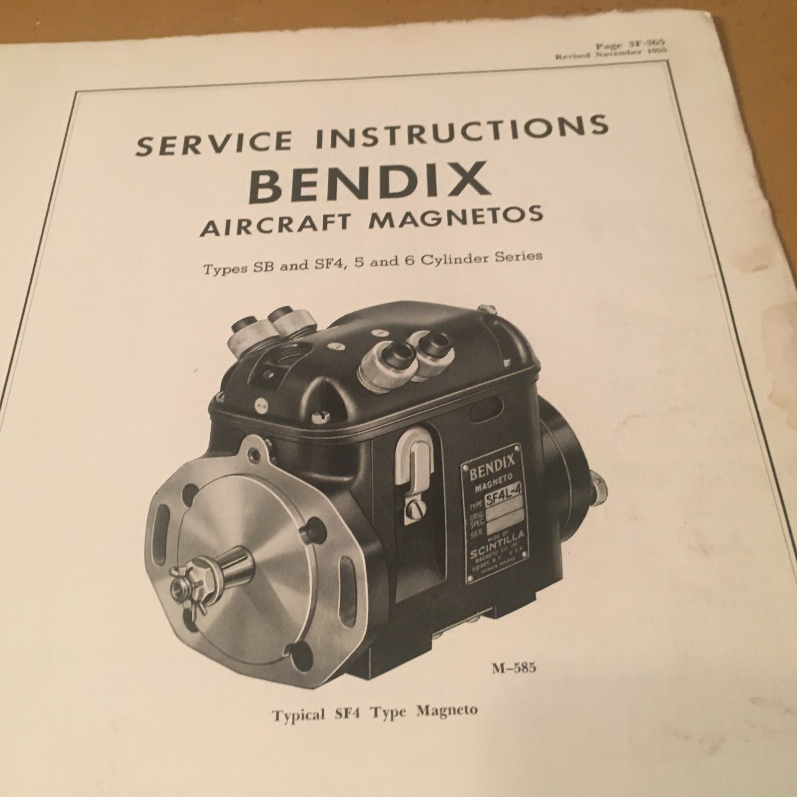 Scintilla Magneto SB, SF4, 5 and 6 Cylinder Series Service Instructions