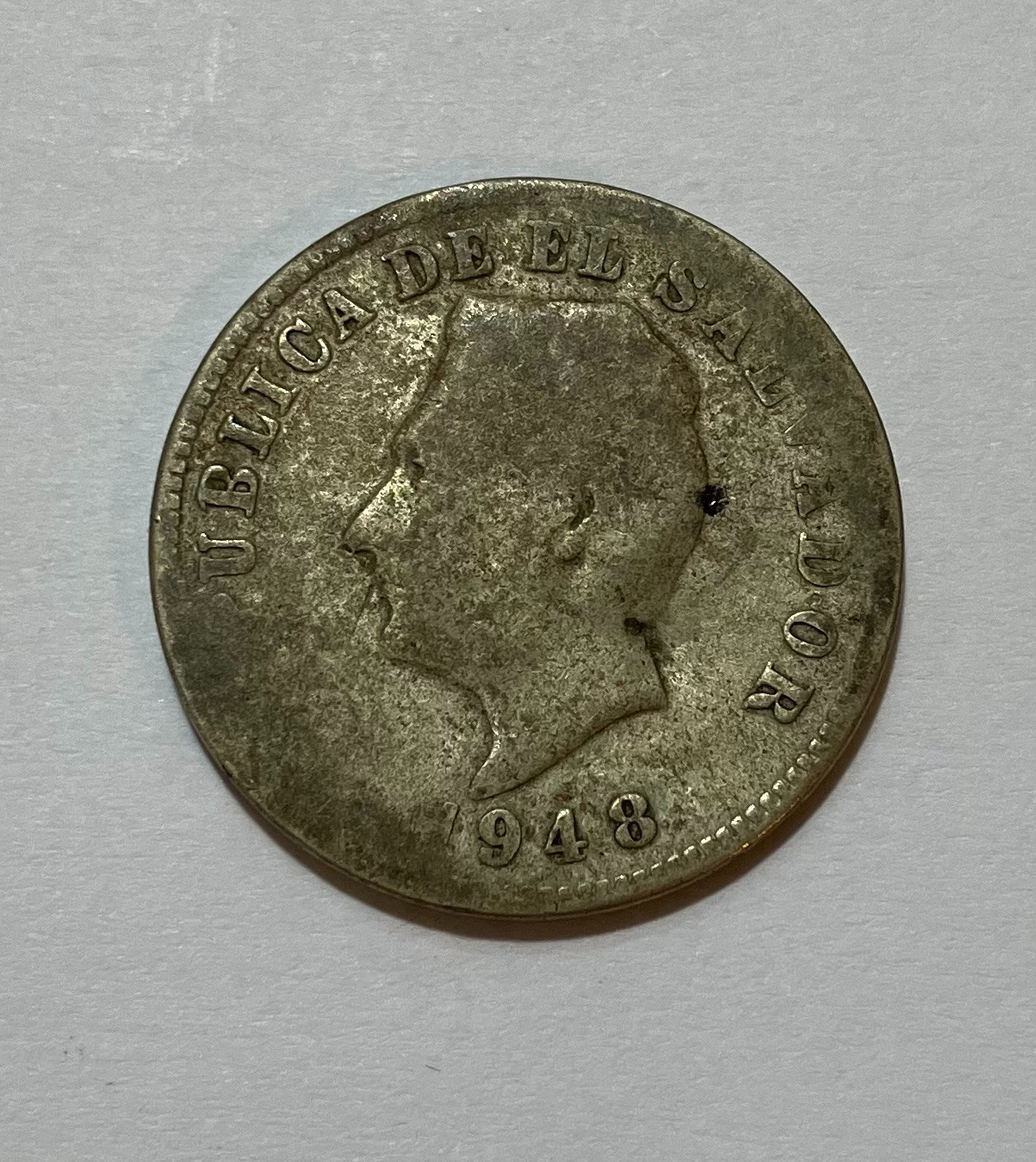 1948 El Salvador 5 Centavos.  Nickel-Silver