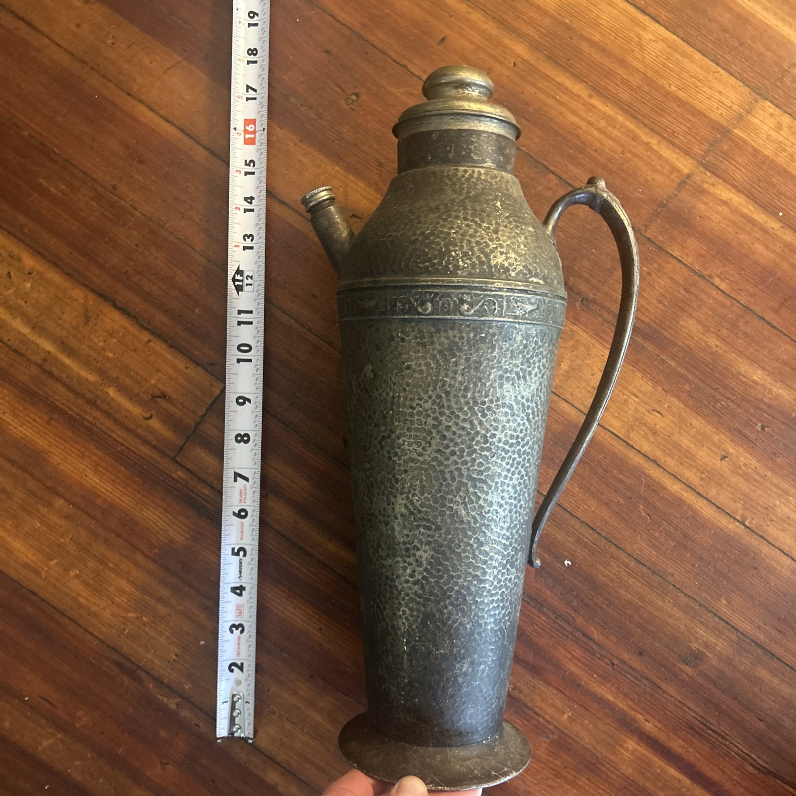 Antique Bernard Rice's Sons EPNS Hammered Silver Plate Cocktail Shaker