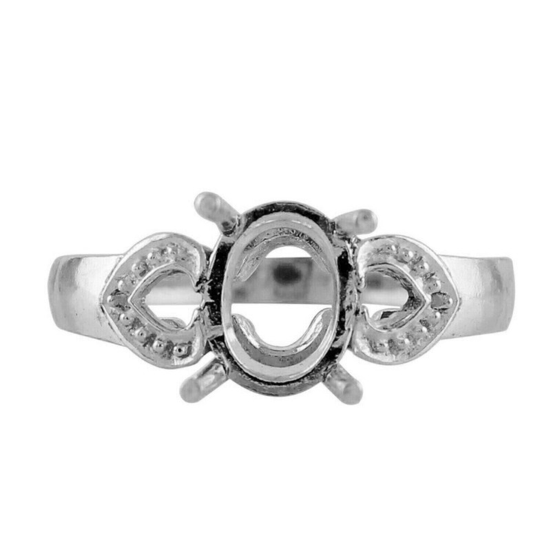 8x6MM Oval Shape Semi Mount Solitaire Ring 925 Sterling Silver For Women