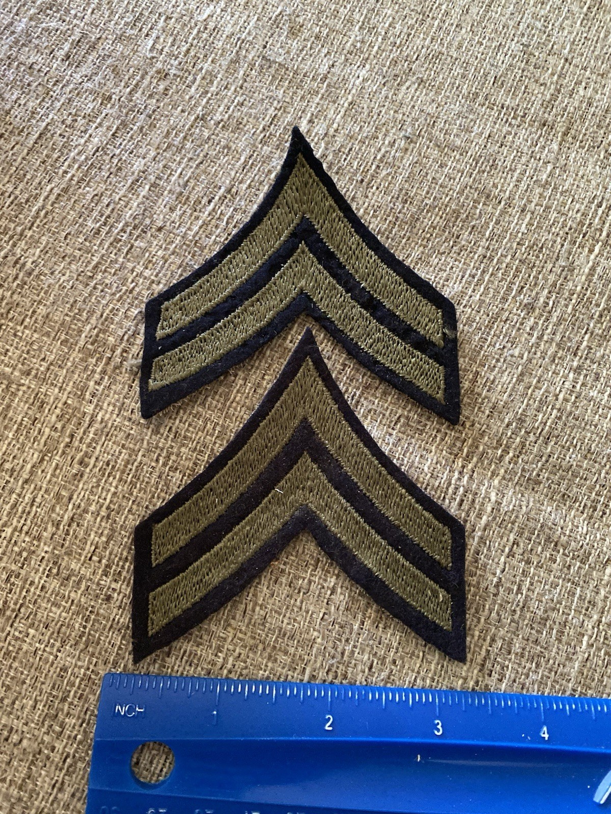 Pair Of WWII Army Felt Corporal Enlisted Rank Patches INV16741
