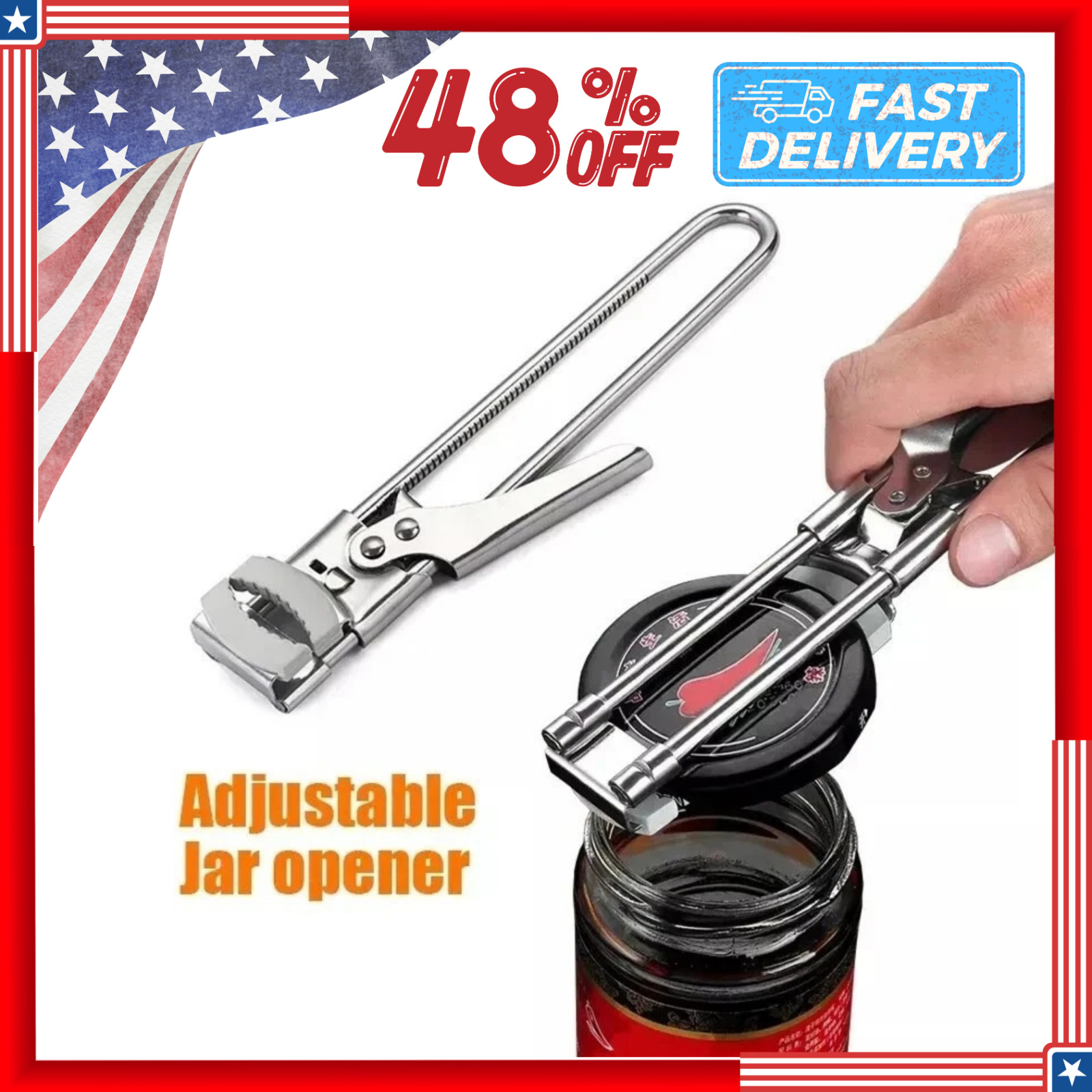 Jar Opener for Weak Hands | Adjustable Stainless Steel Bottle Can Opener