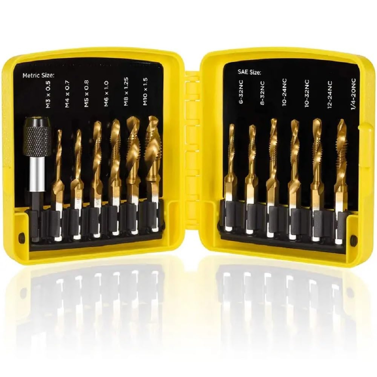 Combination Drill Tap & Tap Bit Set, 3-in-1 Titanium Coated Screw Tapping Bit...