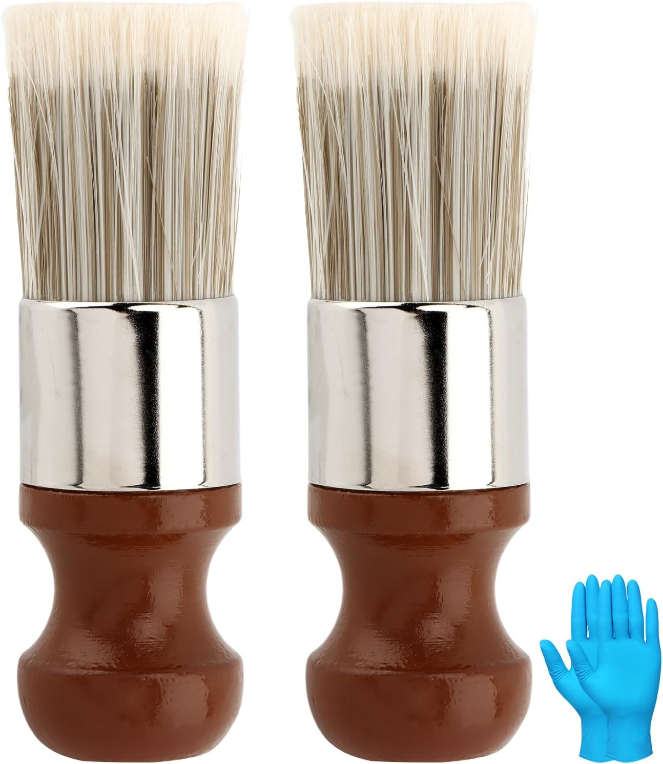 2Pcs Leather Cleaning Brushes with Gloves, Furniture Wax Brush for Wood & Car