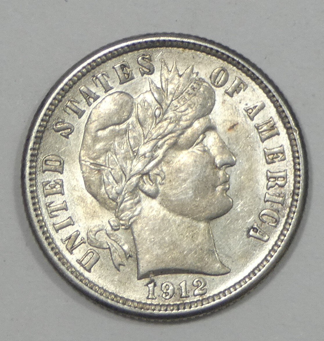 1912 Barber Dime ALMOST UNCIRCULATED+ Silver 10c