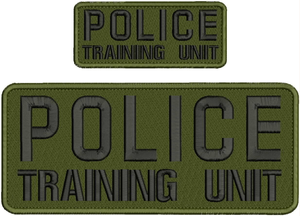 Collectible Embroidery Patch Police Training Unit 4X10AND 2X5 Black On Od Green