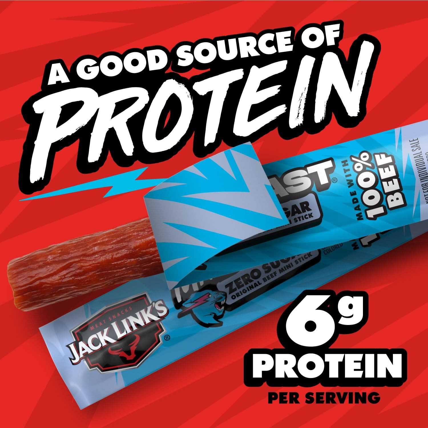 Jack Link’s x MrBeast Beef Sticks, Zero Sugar Mini 6oz (Pack of 12)