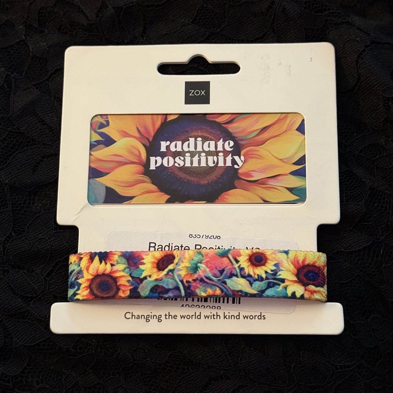 New! ZOX Single *RADIATE POSITIVITY* Sz ONE SIZE/MEDIUM - Reversible Wristband