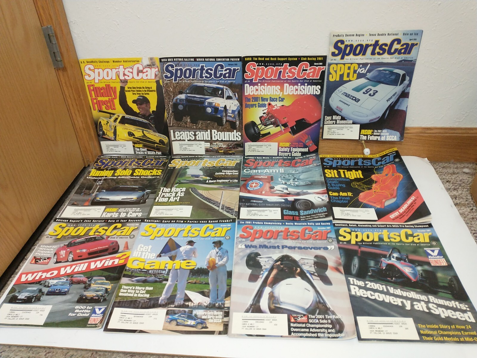 Sports Car Magazine SCCA Full Year Lot Of 12 Back Issues 2001 January - December