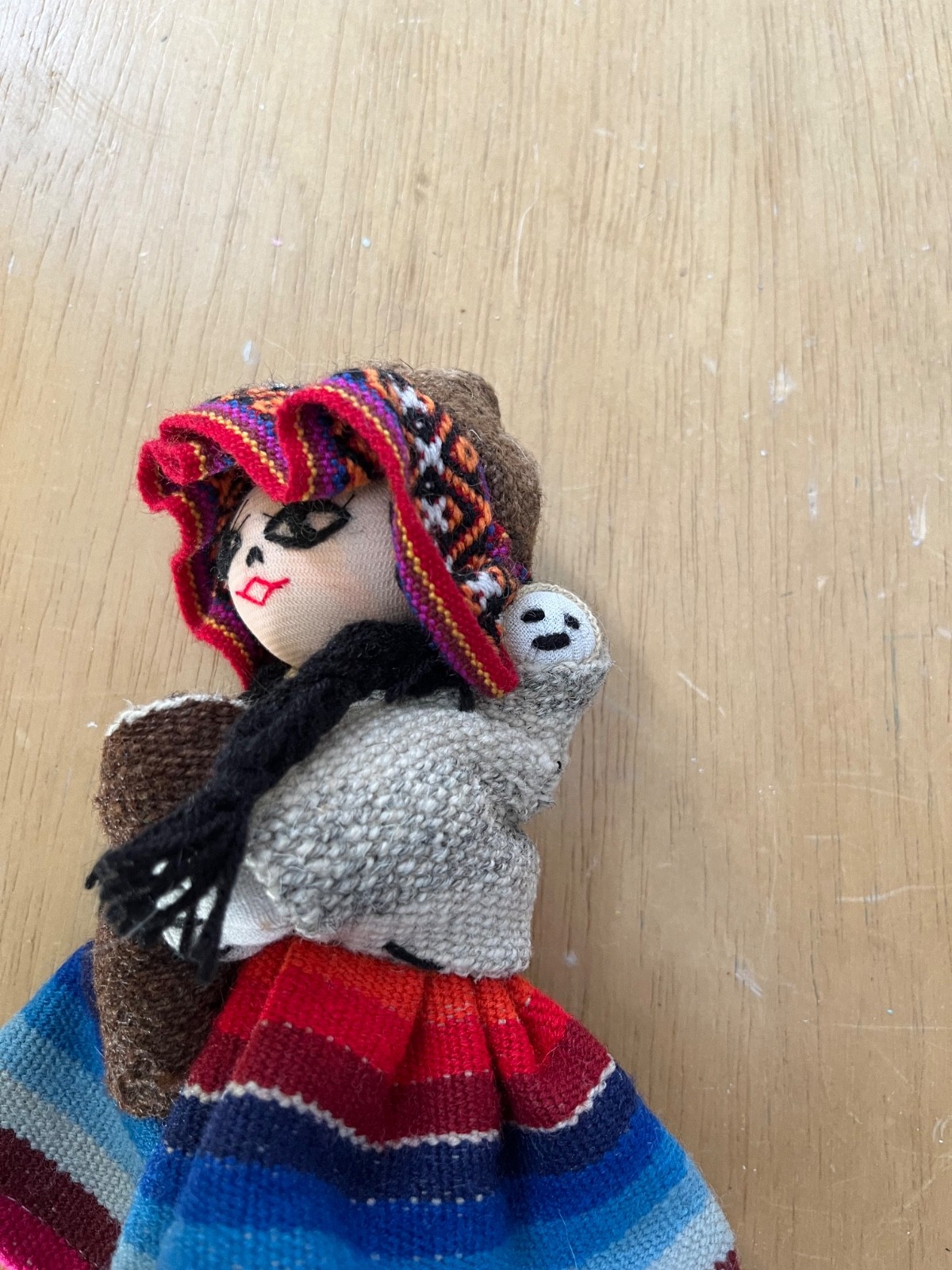 Handmade Peruvian Doll Mother w/ 2 Babies Twins Excellent Condition
