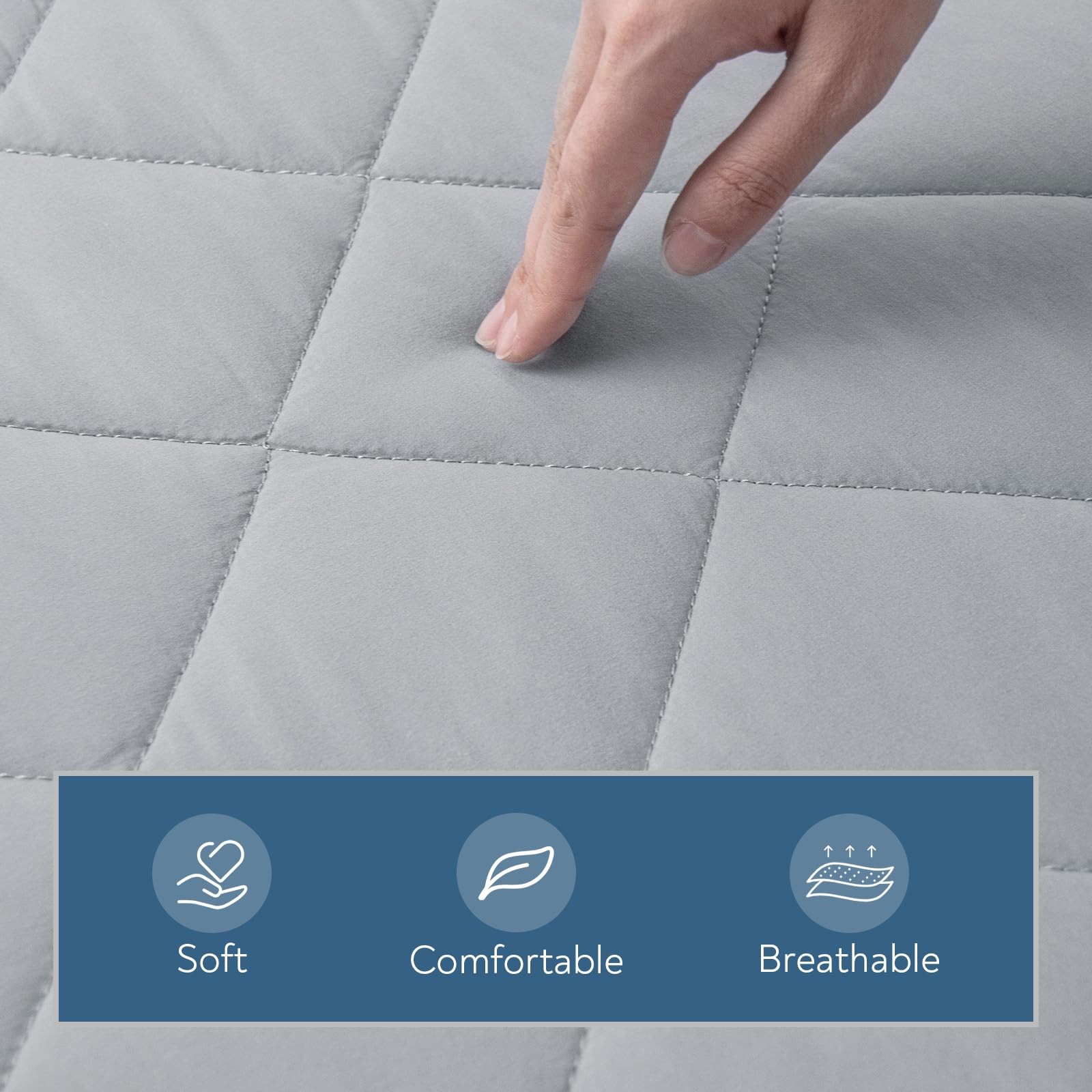 Cot Mattress Pad Waterproof Quilted, Fitted Size Small Single, Gray