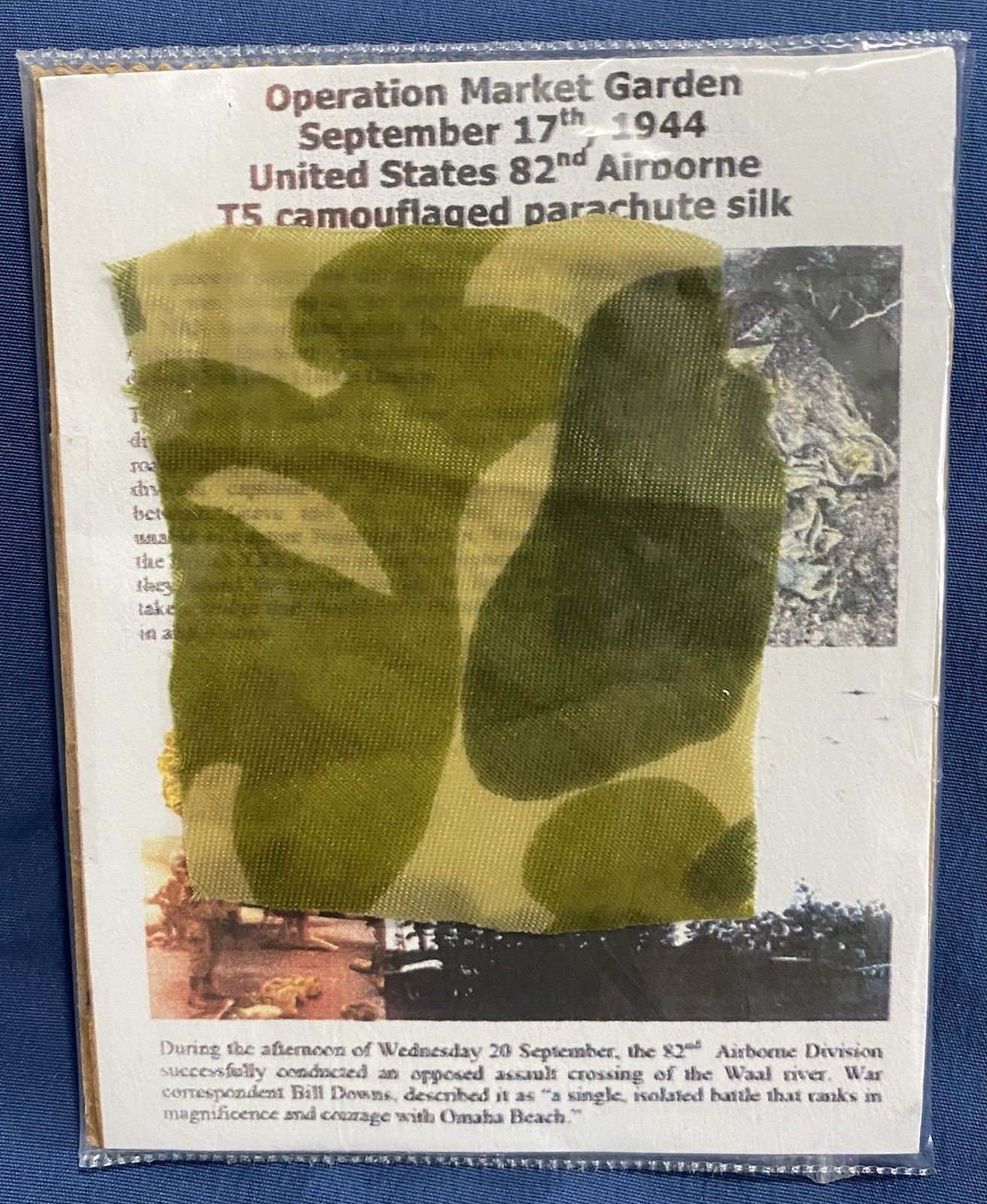WW2 Relic,Parachute Silk Piece/Swatch,Market Garden,Sept.17th,1944,82nd Airborne