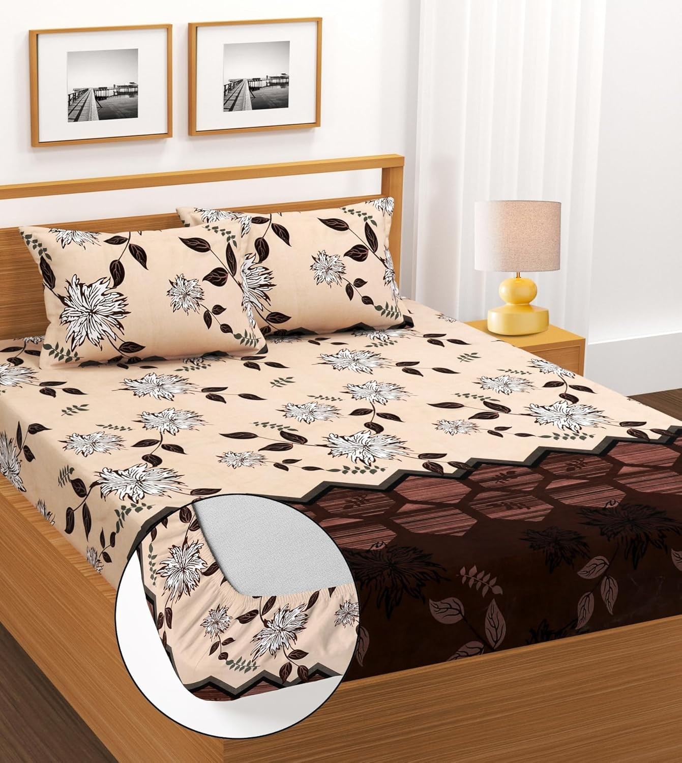 Cotton Elastic Fitted Bedsheet – Soft & Wrinkle-Free for Mattress code 9