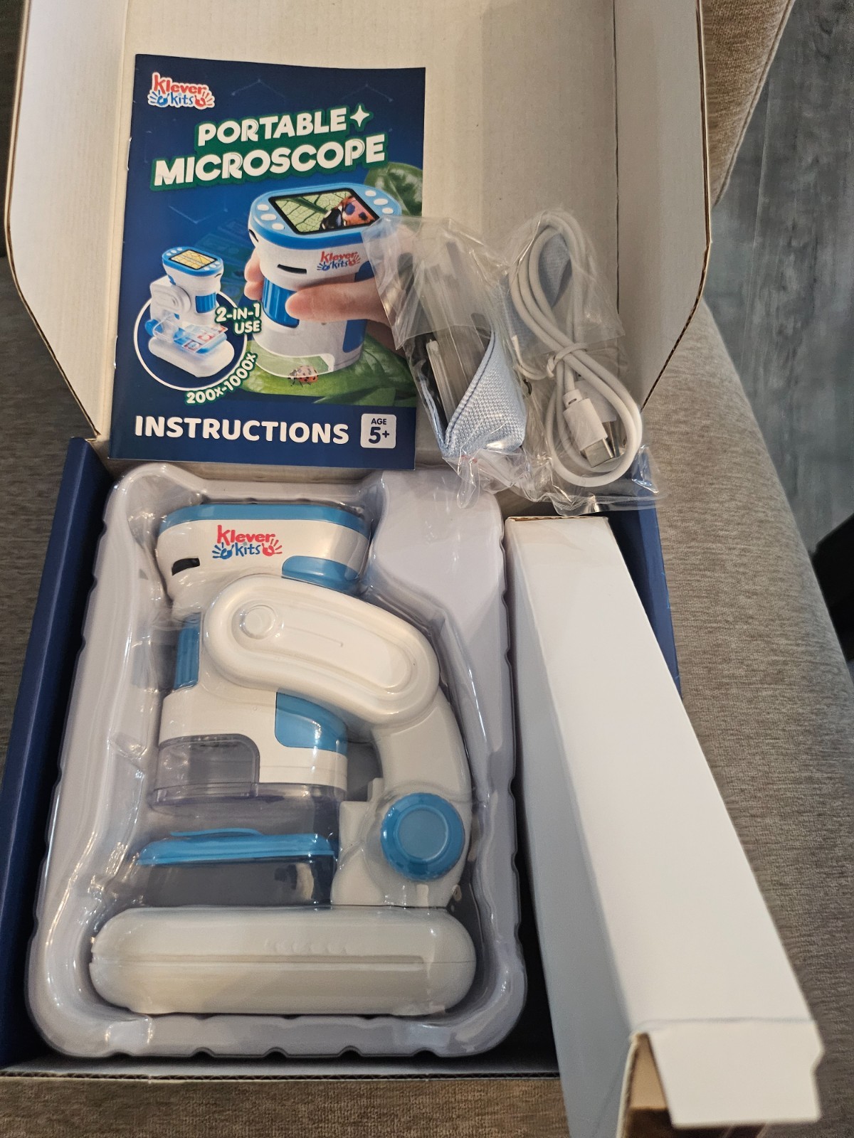 portable microscope with holder and slides