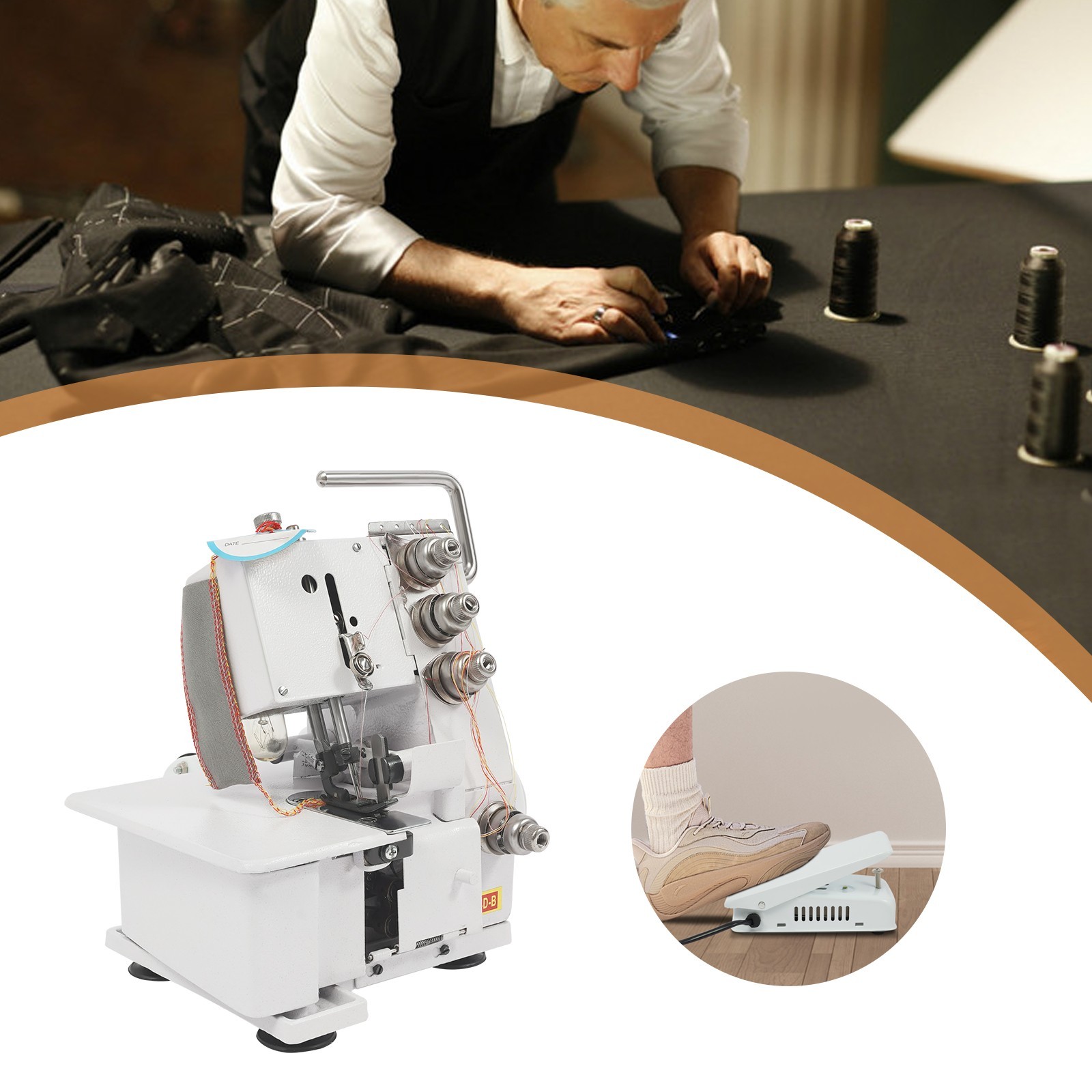 Professional 4 Thread Serger Overlock Sewing Machine 4-Line w/ Foot Controller