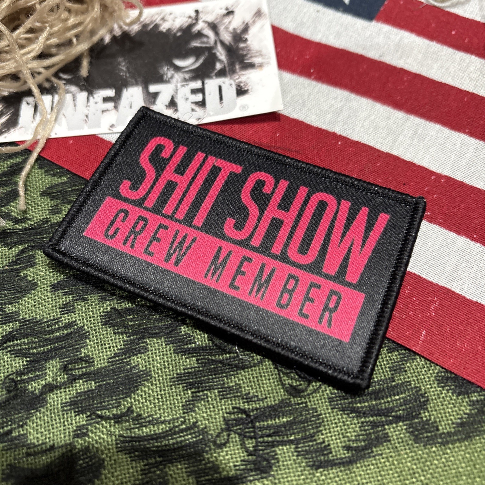 PINK Sh$t Show Crew Member Tactical Hook Loop Patch High Quality 2x3