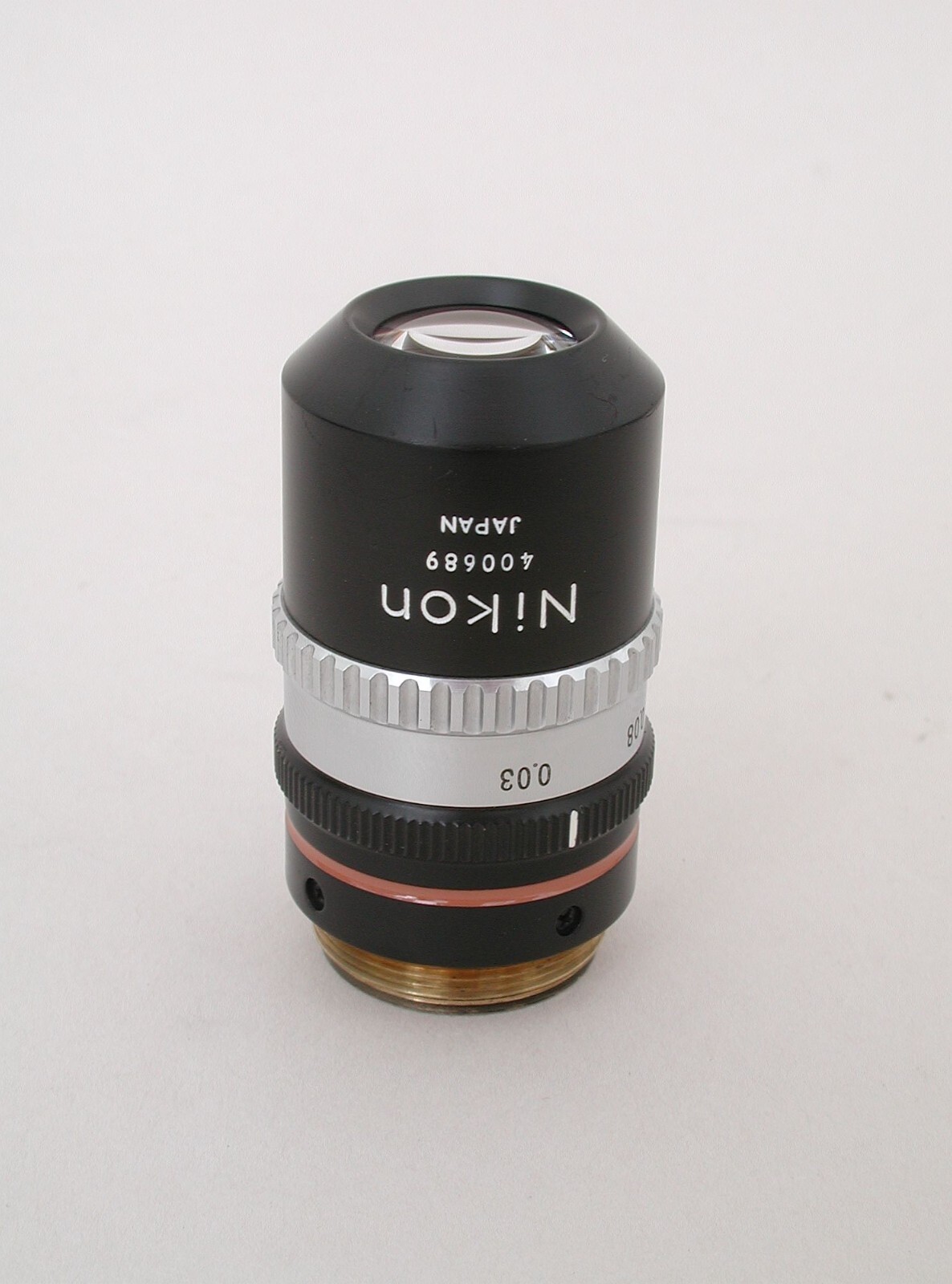Nikon Plan Fl 2 Microscope Objective with Iris, extremely rare. Excellent.