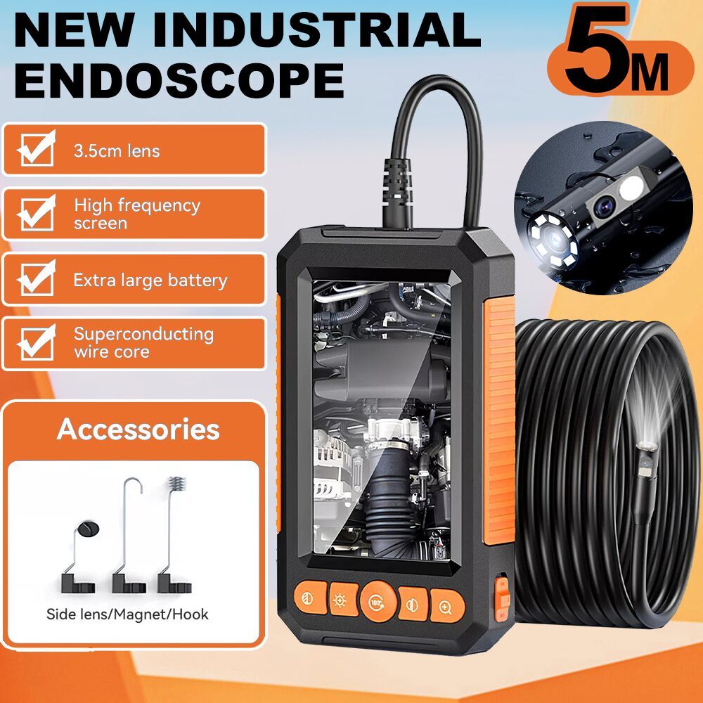 1080P Endoscope Camera with Lights Dual Lens Borescope 16.4FT Cable 4.3" Screen