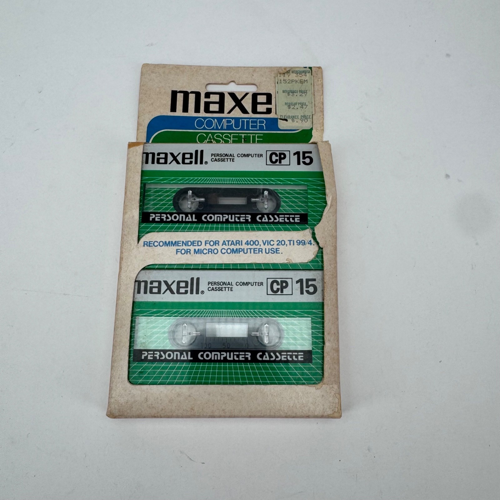 Maxell CP-15 Personal Computer Cassette Tape 2-Pack – Vintage Sealed CP15