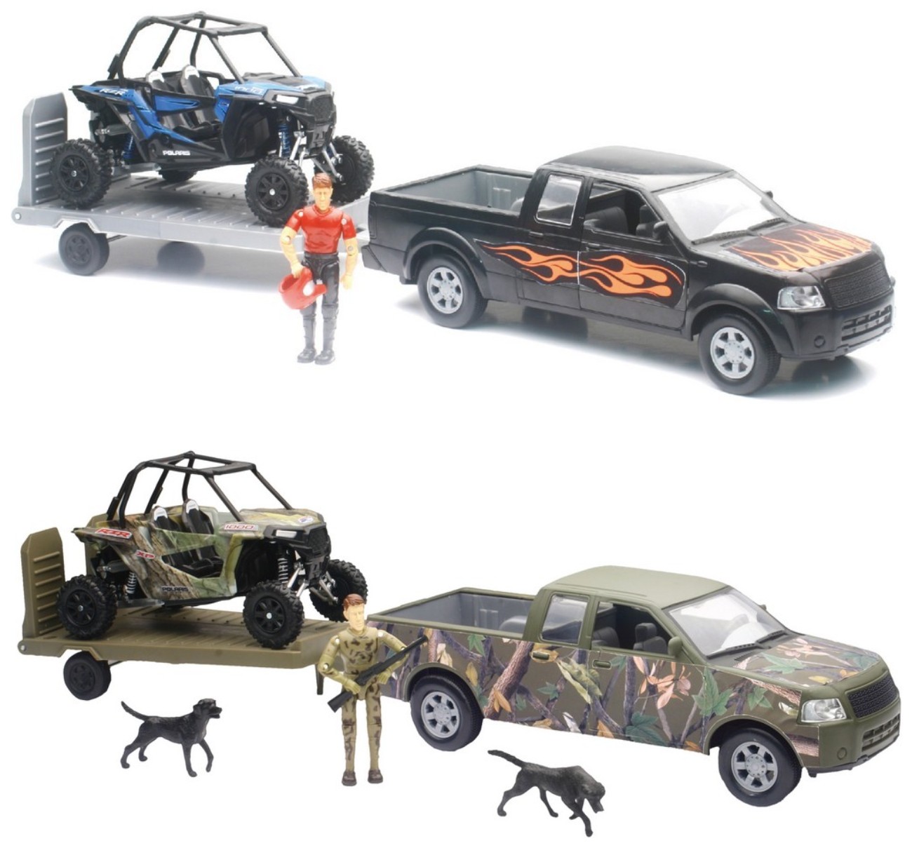 NewRay 1:18 Scale Toy Pick Up Trailer w/Polaris RZR 1000XP