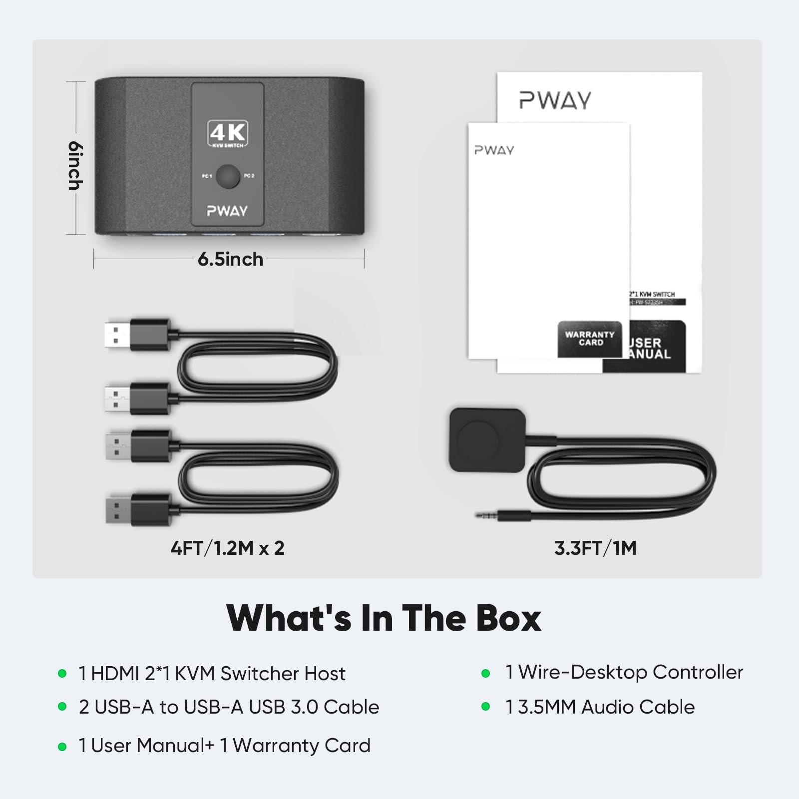 4K@60Hz HDMI Kvm Switch 1 Monitors 2 Computers, Sharing USB Devices with 3 US...