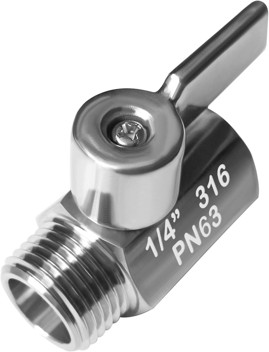Beduan Mini Ball Valve Stainless Steel(316) 1/4" NPT Male x 1/4 Inch