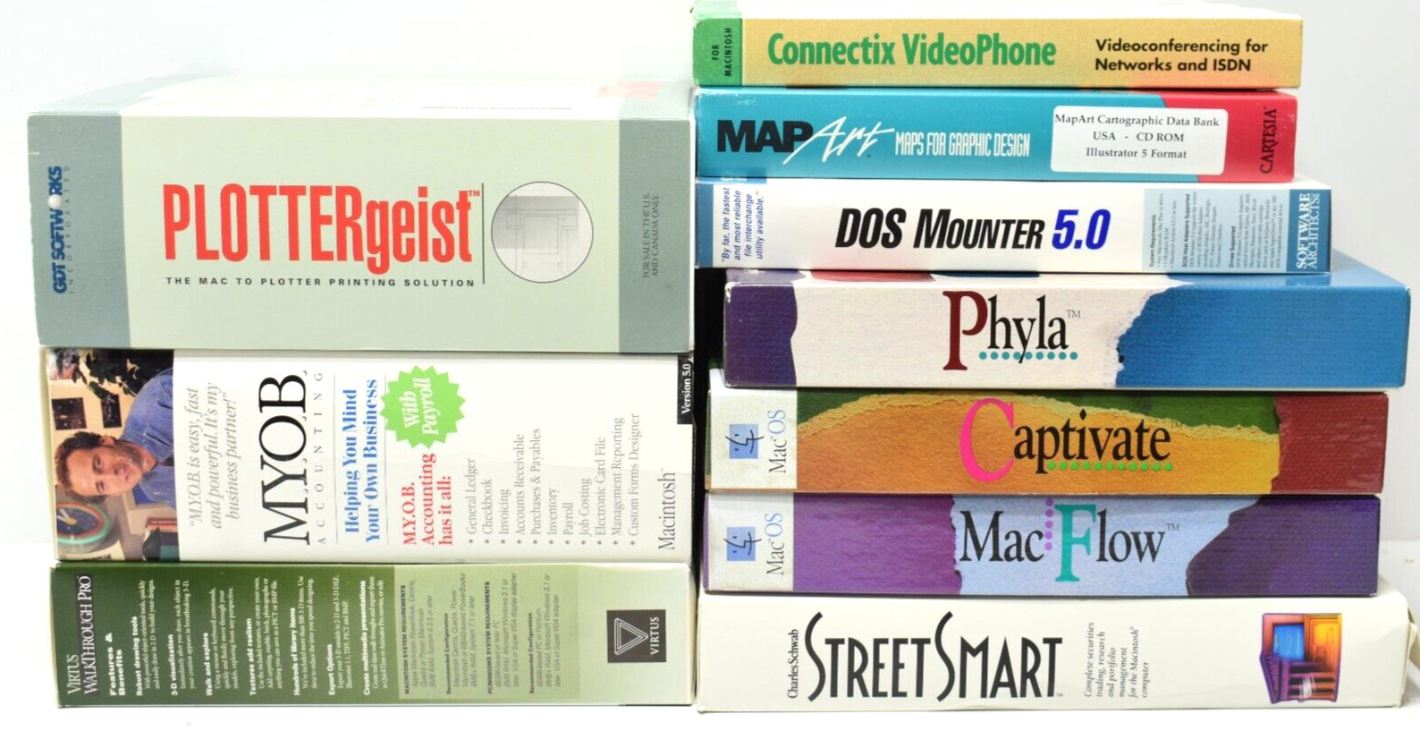 Lot 10 Vintage 90's Macintosh Big Box Software Boxes Manuals Books Only No Discs