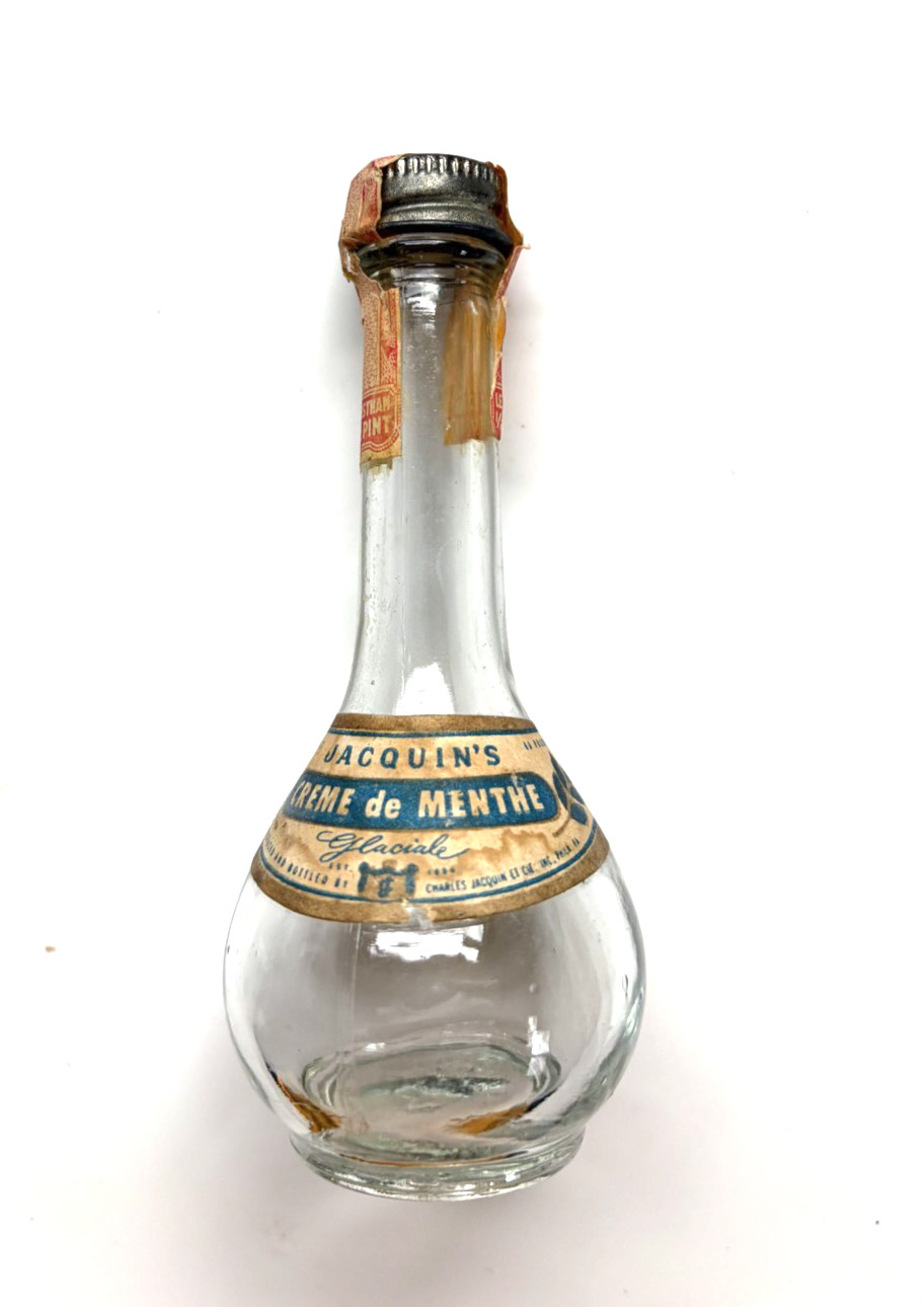 JACQUIN'S MENTHE BOTTLE MINI EMPTY to COMPLY w/EBAY RULES & USPS SHIPPING RULES