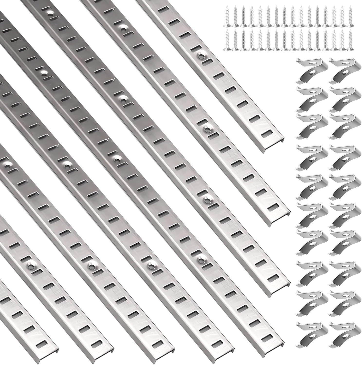 8 Pcs 36 Inch Shelf Pilaster with 40 Clips and 72 Screws, Adjustable Shelf Brack