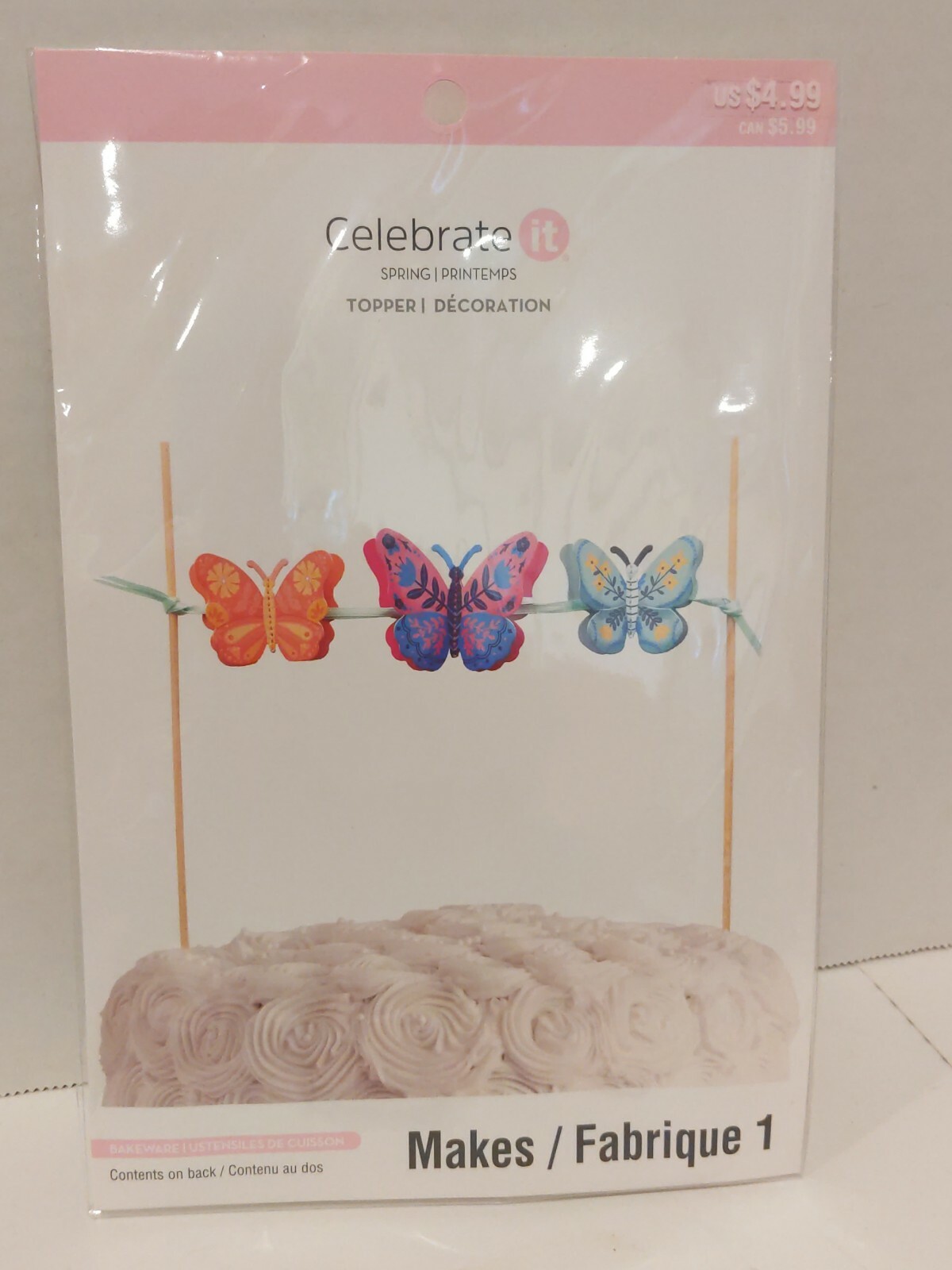 Celebrate It Bakeware Cake Topper Butterfly Butterflies Aqua Ribbon