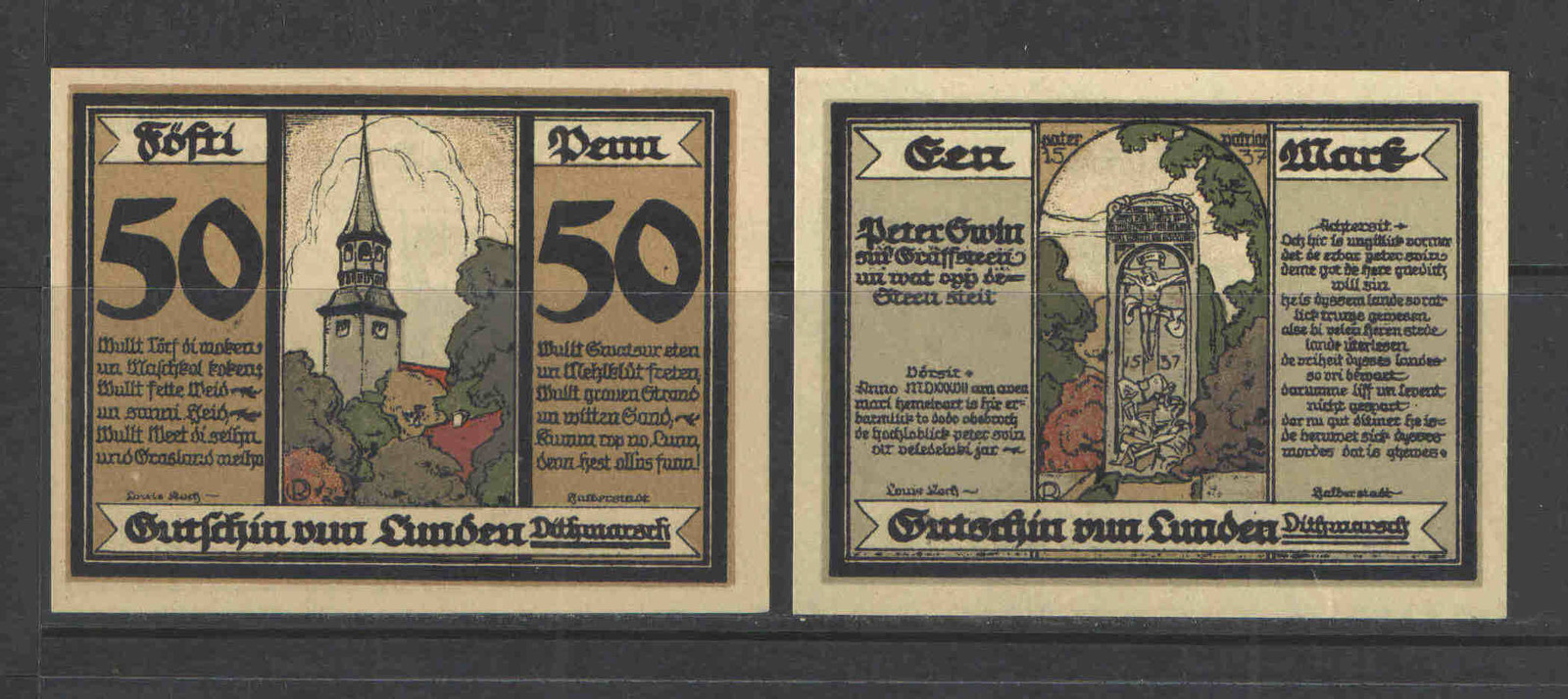 German NOTGELD LUNDEN #L823 Complete Set of 2 UNC  RETAIL = $10+