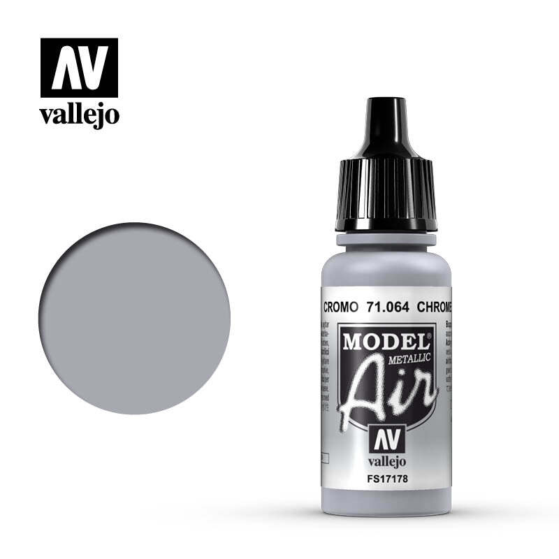 Vallejo 71064 Model Air Chrome (Metallic) Acrylic Paint 17ml - US