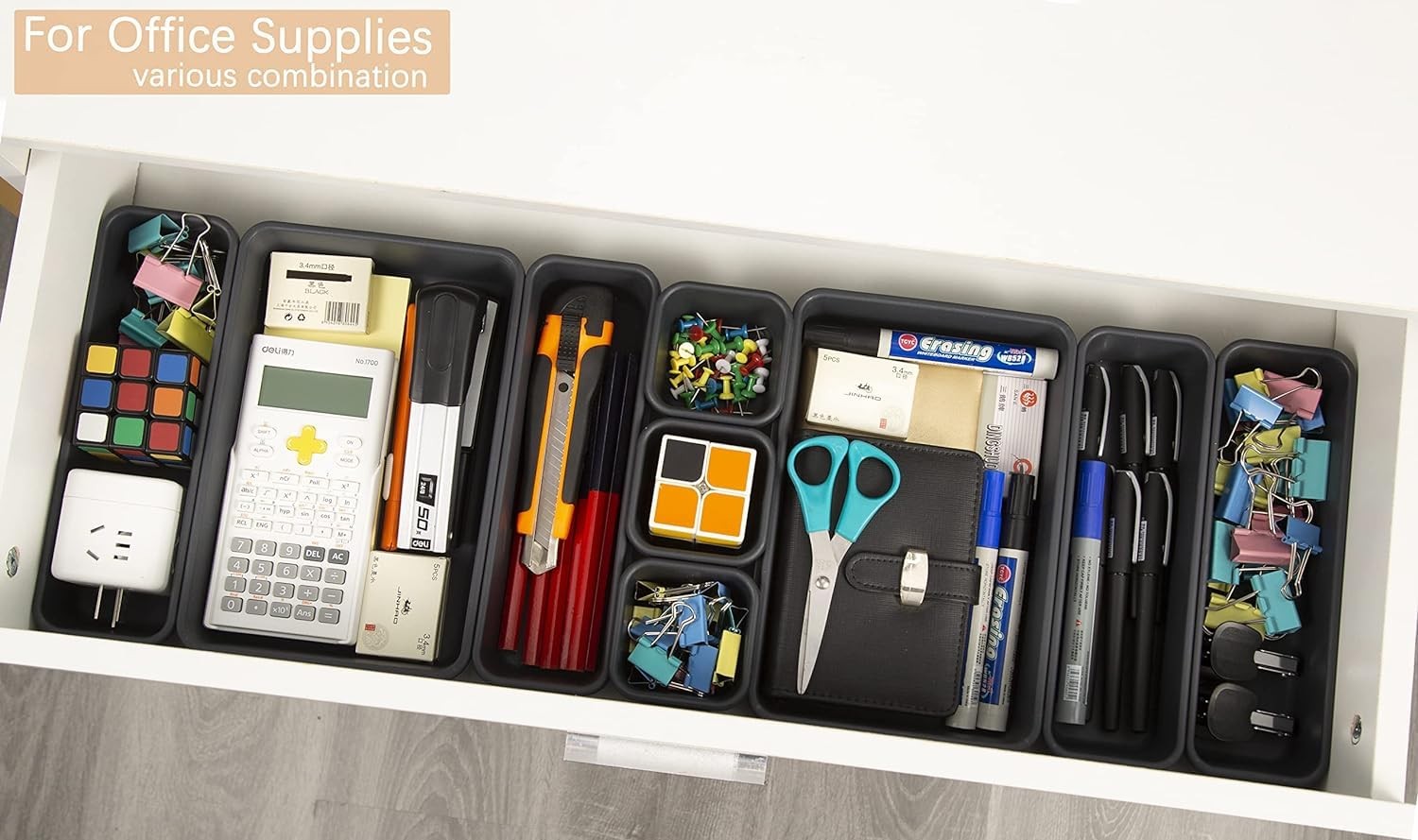 Kutesna 15 PCS Interlocking Desk Drawer Organizer Separator for Office,Bathro...