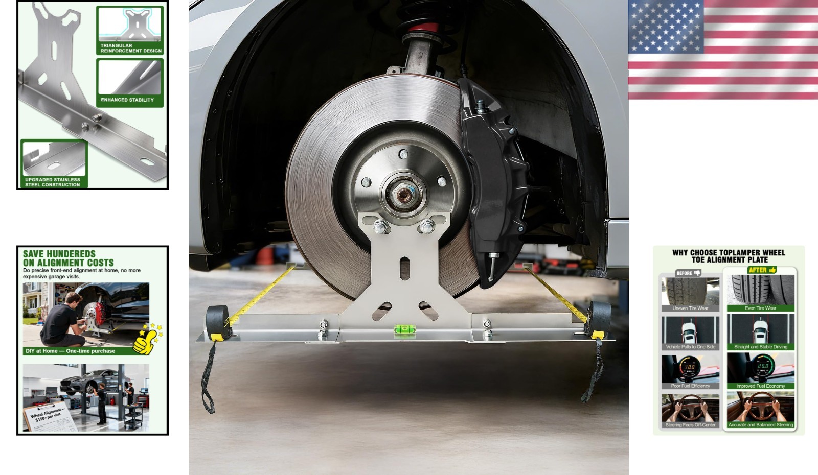 Stainless Steel Wheel Toe Alignment Tool Kit for DIY Garage Use - Compact Design
