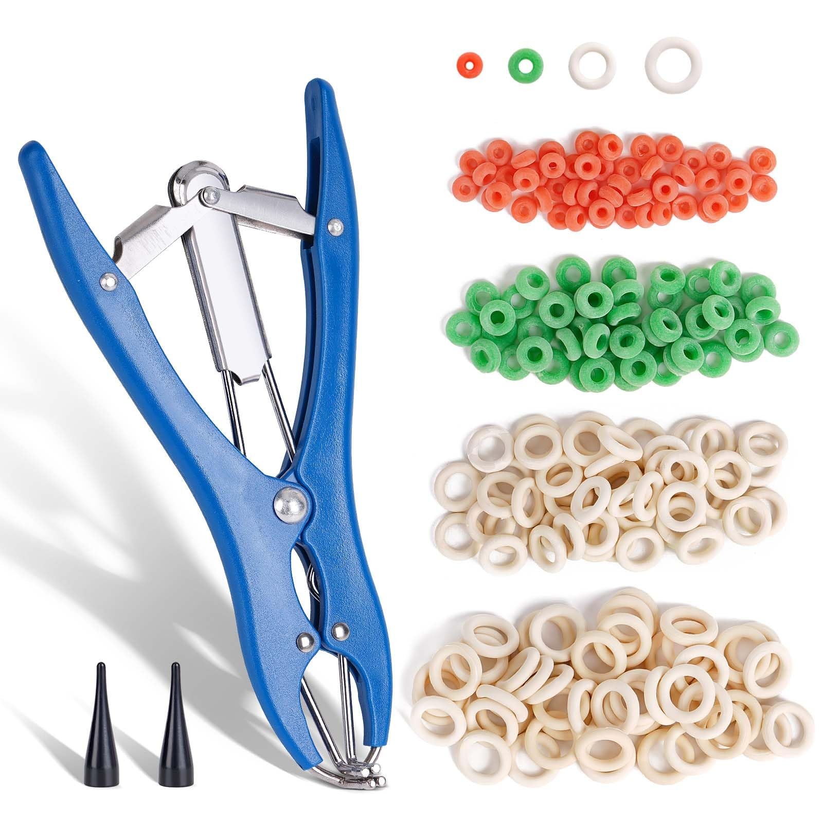 Castration Bander with 4 Sizes of Castrator Rings for Goats, Lambs, and Calves