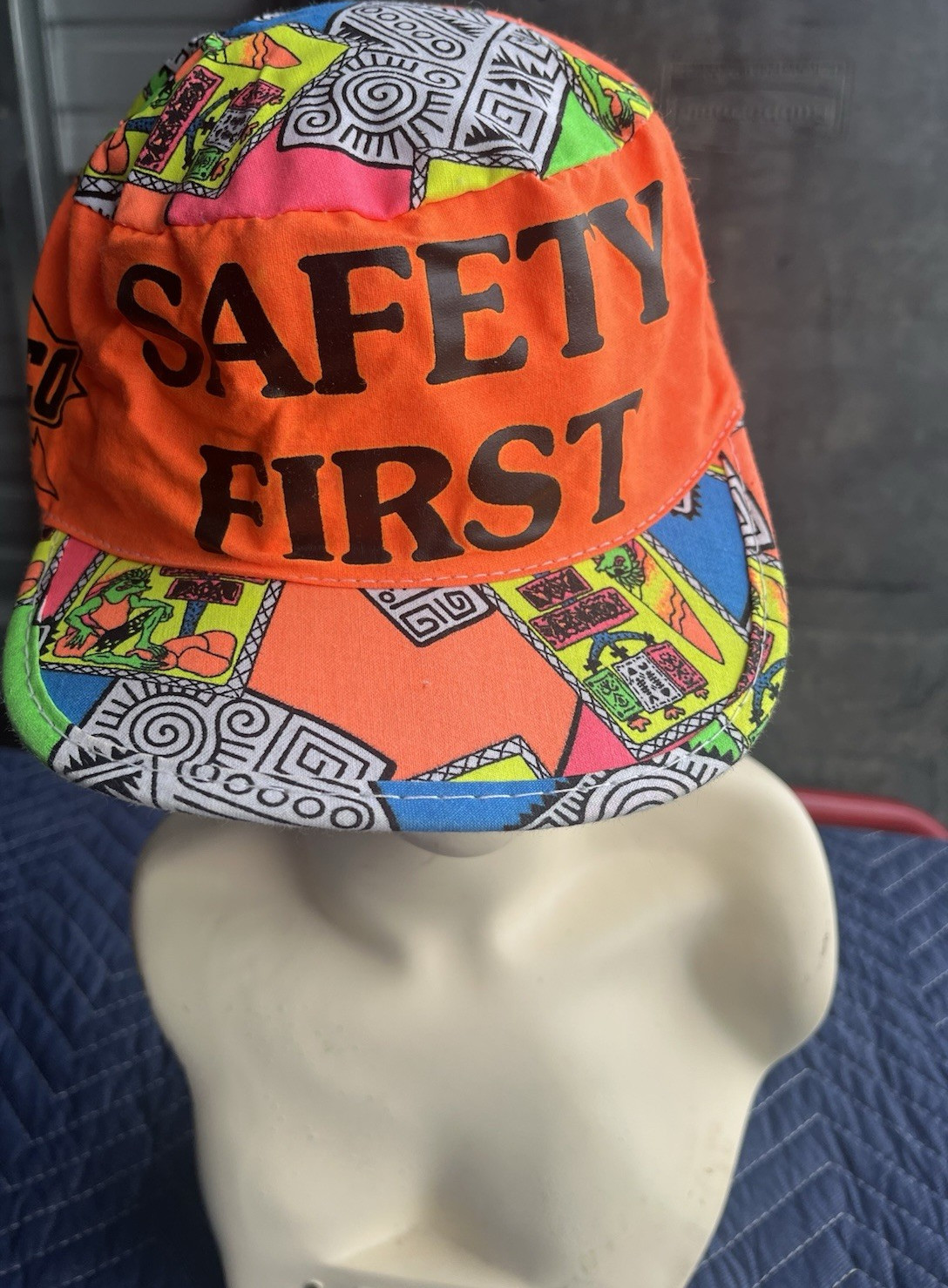 Atlantic Safety Theme Cycling Cap, Multicolor Graphic Print Cotton, One Size