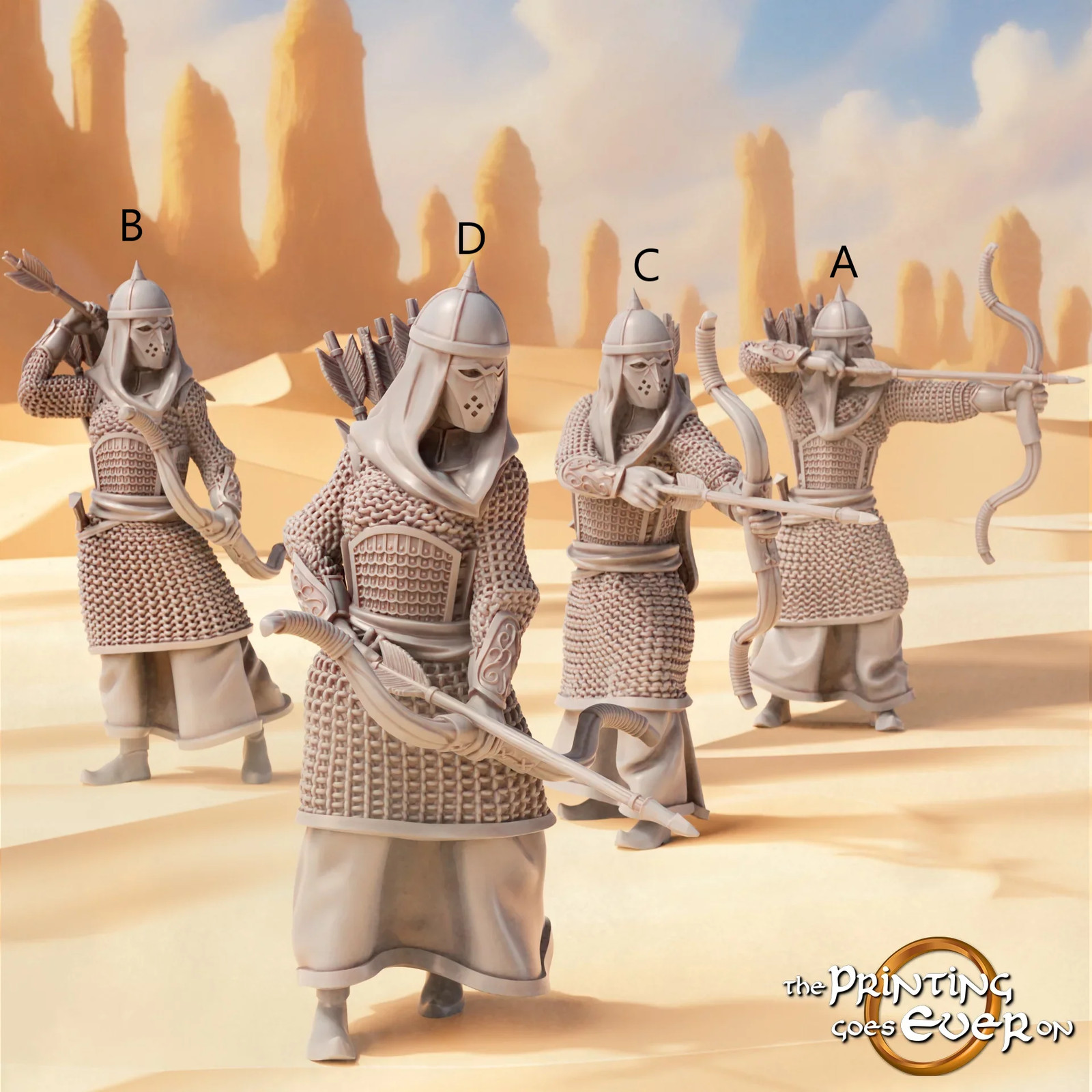 Easterner Archers (Set of 4) - 28-32mm Sands of - Resin Tabletop Miniatures