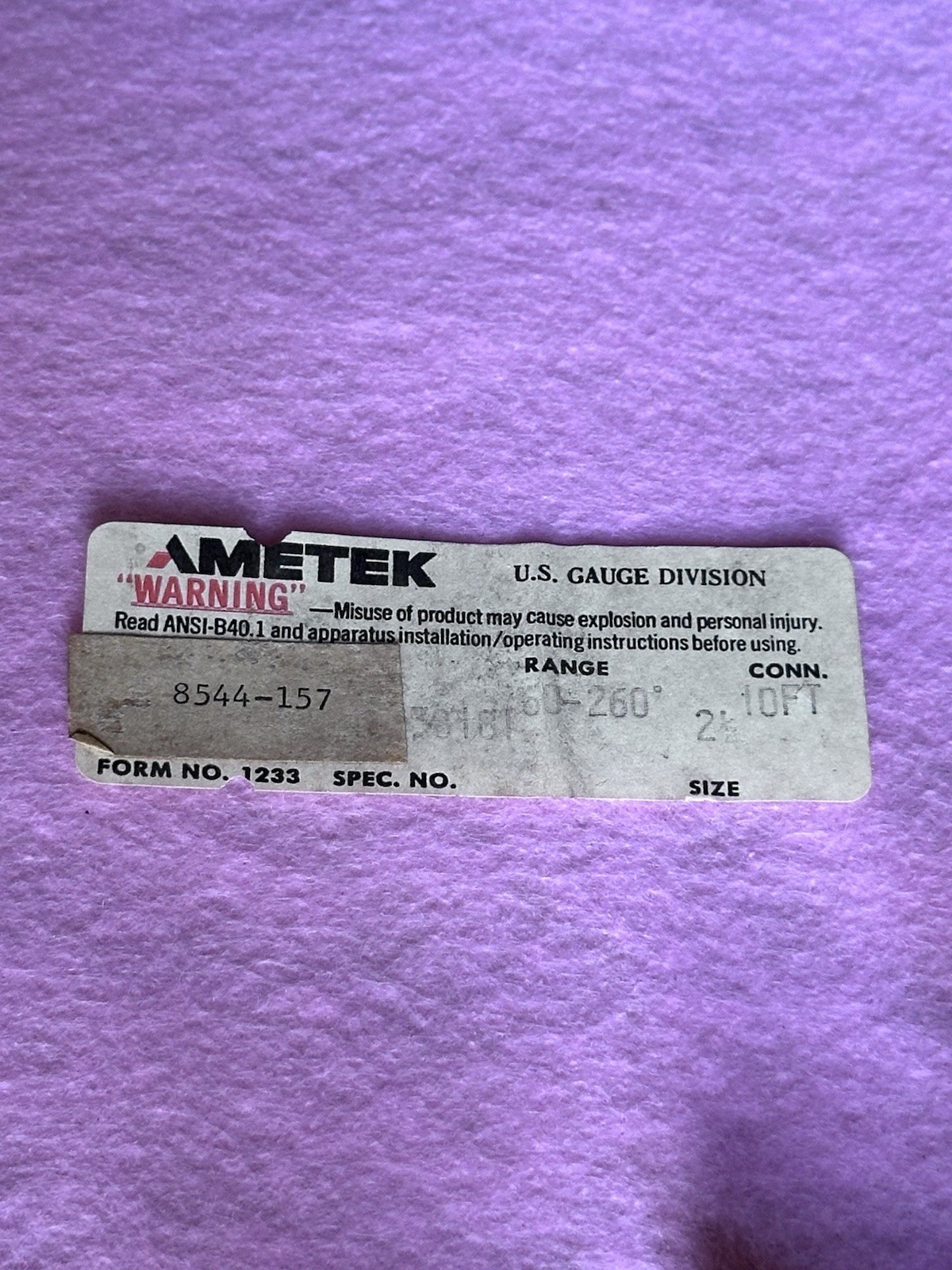 ametek 8544-157 60/260F