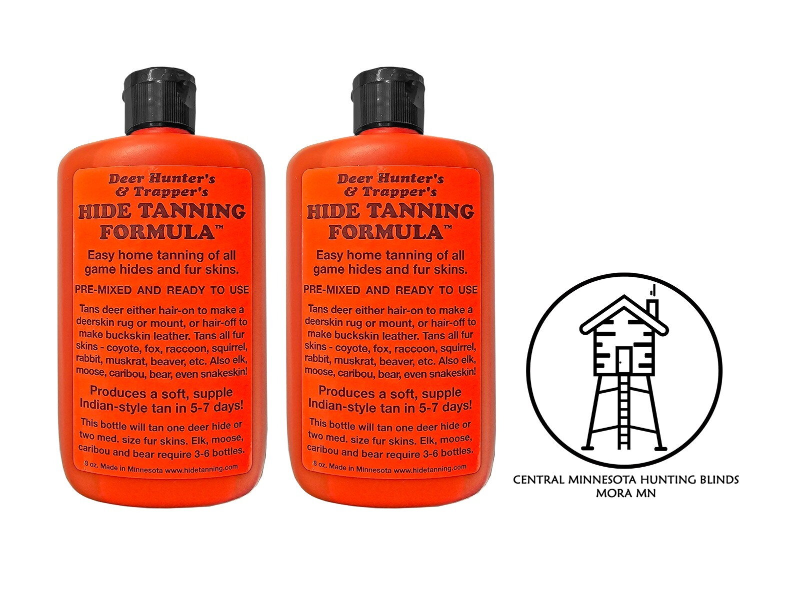(PACK 2) Trapper's Hide & Fur Tanning Formula. 8 oz, Best Home Tanning Solution